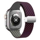 For Apple Watch Series 7 41mm Carbon Fiber Magnetic Silver Buckle Watch Band(Purple Green) - 2