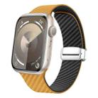 For Apple Watch Series 7 41mm Carbon Fiber Magnetic Silver Buckle Watch Band(Light Brown Black) - 1