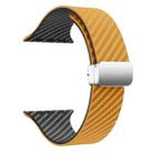 For Apple Watch SE 44mm Carbon Fiber Magnetic Silver Buckle Watch Band(Light Brown Black) - 3