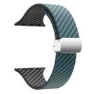 For Apple Watch Series 6 40mm Carbon Fiber Magnetic Silver Buckle Watch Band(Deep Green Black) - 3