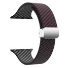 For Apple Watch Series 5 44mm Carbon Fiber Magnetic Silver Buckle Watch Band(Dark Brown Black) - 3