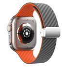 For Apple Watch Series 5 44mm Carbon Fiber Magnetic Silver Buckle Watch Band(Spacy Grey Orange) - 2