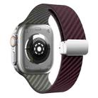 For Apple Watch Series 4 44mm Carbon Fiber Magnetic Silver Buckle Watch Band(Purple Green) - 2