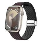 For Apple Watch Series 4 44mm Carbon Fiber Magnetic Silver Buckle Watch Band(Dark Brown Black) - 1