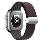 For Apple Watch Series 4 44mm Carbon Fiber Magnetic Silver Buckle Watch Band(Dark Brown Black) - 2