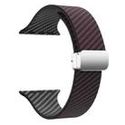 For Apple Watch Series 4 44mm Carbon Fiber Magnetic Silver Buckle Watch Band(Dark Brown Black) - 3