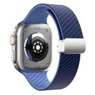 For Apple Watch Series 3 38mm Carbon Fiber Magnetic Silver Buckle Watch Band(Royal Blue Light Blue) - 2