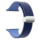 For Apple Watch Series 3 38mm Carbon Fiber Magnetic Silver Buckle Watch Band(Royal Blue Light Blue) - 3