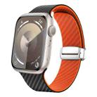 For Apple Watch Series 3 38mm Carbon Fiber Magnetic Silver Buckle Watch Band(Black Orange) - 1