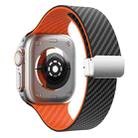 For Apple Watch Series 3 38mm Carbon Fiber Magnetic Silver Buckle Watch Band(Black Orange) - 2