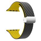 For Apple Watch Series 3 38mm Carbon Fiber Magnetic Silver Buckle Watch Band(Black Yellow) - 3