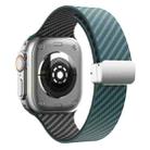 For Apple Watch Series 2 42mm Carbon Fiber Magnetic Silver Buckle Watch Band(Deep Green Black) - 2