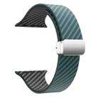 For Apple Watch Series 2 42mm Carbon Fiber Magnetic Silver Buckle Watch Band(Deep Green Black) - 3