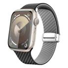 For Apple Watch 42mm Carbon Fiber Magnetic Silver Buckle Watch Band(Black Grey) - 1