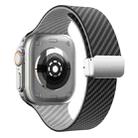 For Apple Watch 42mm Carbon Fiber Magnetic Silver Buckle Watch Band(Black Grey) - 2