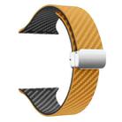 For Apple Watch 42mm Carbon Fiber Magnetic Silver Buckle Watch Band(Light Brown Black) - 3