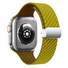 For Apple Watch 38mm Carbon Fiber Magnetic Silver Buckle Watch Band(Olive Brown) - 2