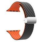 For Apple Watch 38mm Carbon Fiber Magnetic Silver Buckle Watch Band(Black Orange) - 3