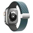 For Apple Watch 38mm Carbon Fiber Magnetic Silver Buckle Watch Band(Deep Green Black) - 2