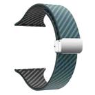 For Apple Watch 38mm Carbon Fiber Magnetic Silver Buckle Watch Band(Deep Green Black) - 3