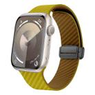 For Apple Watch SE 2023 44mm Carbon Fiber Magnetic Black Buckle Watch Band(Olive Brown) - 1