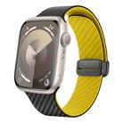 For Apple Watch SE 2023 44mm Carbon Fiber Magnetic Black Buckle Watch Band(Black Yellow) - 1