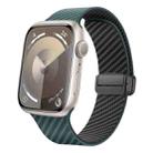 For Apple Watch SE 2023 44mm Carbon Fiber Magnetic Black Buckle Watch Band(Deep Green Black) - 1