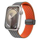 For Apple Watch SE 2023 44mm Carbon Fiber Magnetic Black Buckle Watch Band(Spacy Grey Orange) - 1