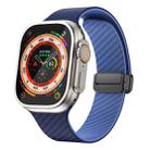 For Apple Watch Ultra 2 49mm Carbon Fiber Magnetic Black Buckle Watch Band(Royal Blue Light Blue) - 1