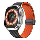 For Apple Watch Ultra 2 49mm Carbon Fiber Magnetic Black Buckle Watch Band(Black Orange) - 1