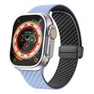 For Apple Watch Ultra 2 49mm Carbon Fiber Magnetic Black Buckle Watch Band(Light Blue Black) - 1
