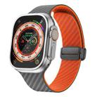 For Apple Watch Ultra 2 49mm Carbon Fiber Magnetic Black Buckle Watch Band(Spacy Grey Orange) - 1