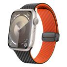 For Apple Watch Series 9 45mm Carbon Fiber Magnetic Black Buckle Watch Band(Black Orange) - 1