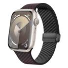 For Apple Watch SE 2022 44mm Carbon Fiber Magnetic Black Buckle Watch Band(Dark Brown Black) - 1