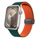 For Apple Watch Series 7 41mm Carbon Fiber Magnetic Black Buckle Watch Band(Deep Green Orange) - 1