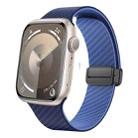 For Apple Watch SE 44mm Carbon Fiber Magnetic Black Buckle Watch Band(Royal Blue Light Blue) - 1
