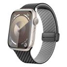 For Apple Watch SE 44mm Carbon Fiber Magnetic Black Buckle Watch Band(Black Grey) - 1