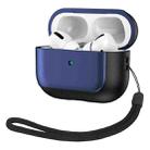 For AirPods Pro 2 Electroplated Leather Texture Wireless Earphones Protective Case(Navy Blue) - 1