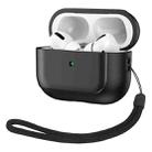 For AirPods Pro 2 Electroplated Leather Texture Wireless Earphones Protective Case(Black) - 1