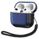 For AirPods 3 Electroplated Leather Texture Wireless Earphones Protective Case(Navy Blue) - 1