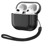 For AirPods 3 Electroplated Leather Texture Wireless Earphones Protective Case(Black) - 1