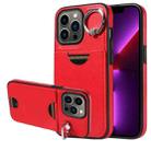 For iPhone 13 Pro Calf Texture Card Slot Ring Holder Phone Case(Red) - 1