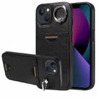 For iPhone 13 Calf Texture Card Slot Ring Holder Phone Case(Black) - 1