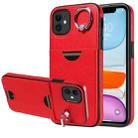 For iPhone 11 Calf Texture Card Slot Ring Holder Phone Case(Red) - 1