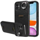 For iPhone 11 Calf Texture Card Slot Ring Holder Phone Case(Black) - 1