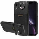 For iPhone XR Calf Texture Card Slot Ring Holder Phone Case(Black) - 1