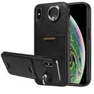 For iPhone XS Max Calf Texture Card Slot Ring Holder Phone Case(Black) - 1