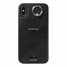 For iPhone XS Max Calf Texture Card Slot Ring Holder Phone Case(Black) - 2