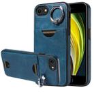 For  iPhone 2022 / 2020 / 8 / 7 Calf Texture Card Slot Ring Holder Phone Case(Blue) - 1