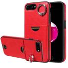 For  iPhone  8 Plus / 7 Plus Calf Texture Card Slot Ring Holder Phone Case(Red) - 1